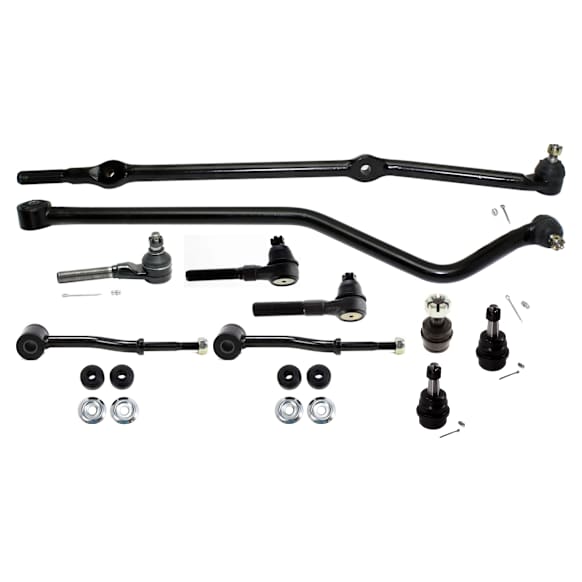10-Piece Kit Track Bar - Direct Fit, 10-Piece Kit, Includes (1) Track Bar, (4) Tie Rod End, (3) Ball Joint and (2) Sway Bar Link