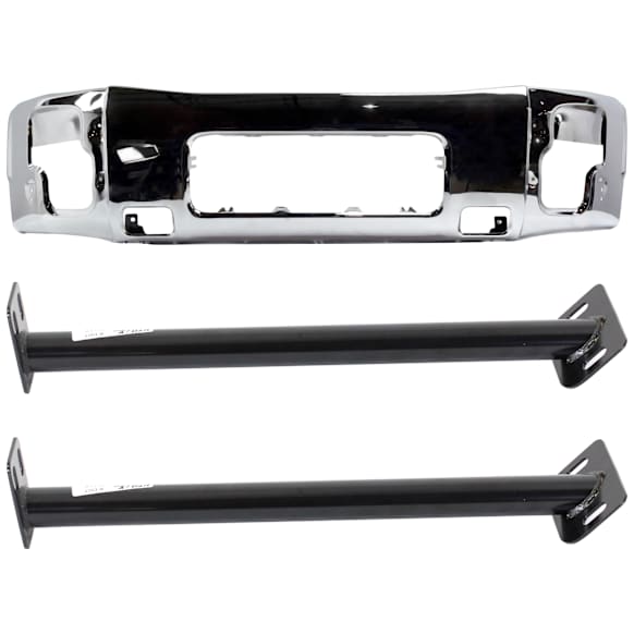 2008-2015 Nissan Titan - 3-Piece Kit, Front, Driver and Passenger Side Bumper, Chrome, Includes (1) Bumper and (2) Bumper Bracket