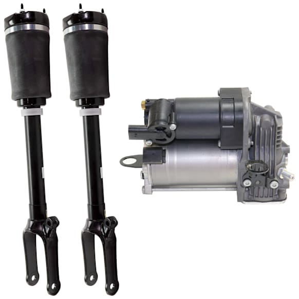 2011 Mercedes Benz GL550 - 3-Piece Kit Air Suspension Compressor, Includes (1) Air Suspension Compressor and (2) Shock Absorber and Strut Assembly