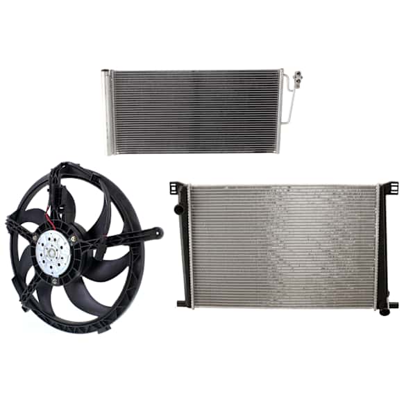 3-Piece Kit Radiator, 1.6L, 4Cyl, Includes (1) A/C Condenser, (1) Cooling Fan Assembly and (1) Radiator