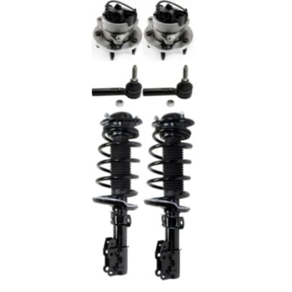 6-Piece Kit Front, Driver and Passenger Side Fully Loaded Strut, Includes (2) Tie Rod End, (2) Shock Absorber and Strut Assembly and (2) Wheel Hub