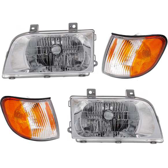 4-Piece Kit Driver and Passenger Side Halogen Headlight, With bulb(s), OE Replacement, Includes (2) Corner Light and (2) Headlight