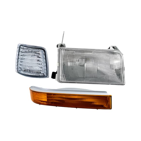 3-Piece Kit Passenger Side Halogen Headlight, Includes (1) Corner Light, (1) Headlight, and (1) Turn Signal Light