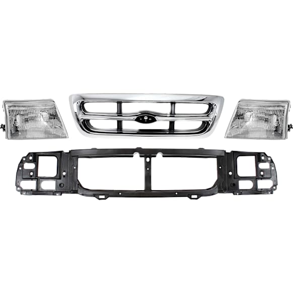 4-Piece Kit XLT Grille Chrome, Includes (1) Grille Assembly, (1) Header Panel and (2) Headlight