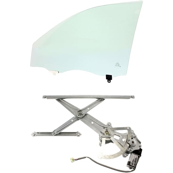 2-Piece Kit Front, Driver Side Door Glass Kit, Green Tint, 4-Door, Sedan, Includes (1) Door Glass and (1) Window Regulator