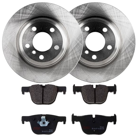 2016 BMW 428i - 2-Wheel Set Rear Brake Disc and Pad Kit, Plain Surface, 5 Lugs, 330 mm, Semi-metallic, 330mm Rear Disc, M Sports Package, Single Piston Rear Caliper, 2.0L 4Cyl, Includes (2) Disc and (1) Pad Set