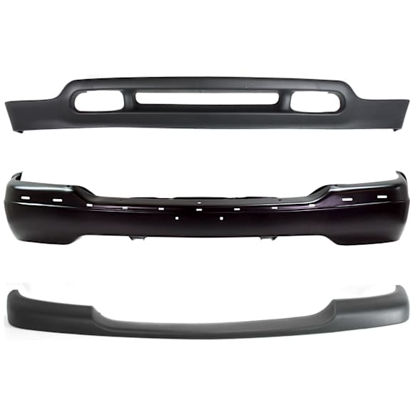 2002 GMC Sierra 2500 SL - 3-Piece Kit Front Bumper, Painted Black, Includes (1) Bumper, (1) Bumper Trim, and (1) Valance