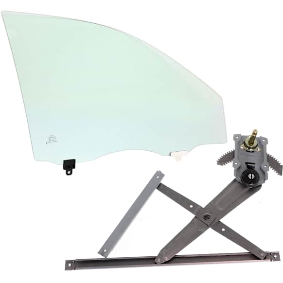 2-Piece Kit Sedan Front, Passenger Side Door Glass, Green Tint, FD21605 GTYN, Includes (1) Door Glass and (1) Window Regulator
