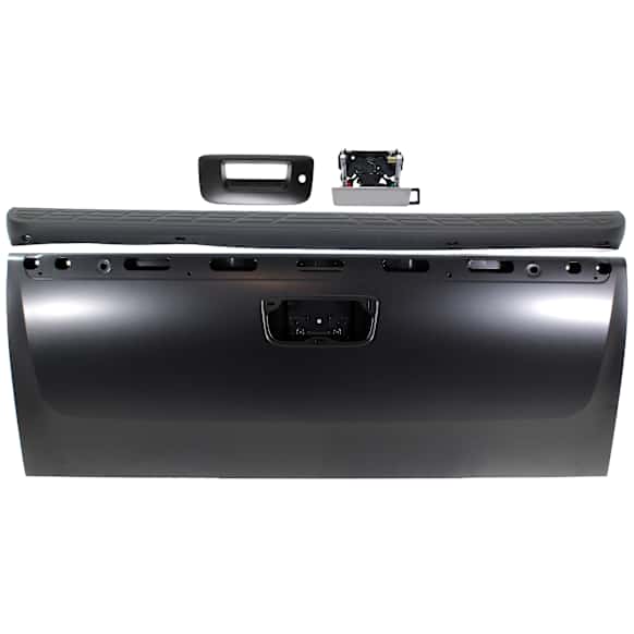 2012 Chevrolet Silverado 1500 XFE - 4-Piece Kit Primed Tailgate, For Models With Locking  and  Assist, Without Rear View Camera,  Includes (1) Tailgate, (1) Tailgate Handle, (1) Tailgate Handle Bezel, and (1) Tailgate Molding