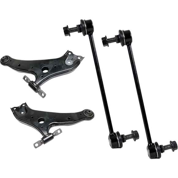 4-Piece Kit Front, Driver and Passenger Side, Lower Control Arm Kit, Includes (2) Control Arm and (2) Sway Bar Link