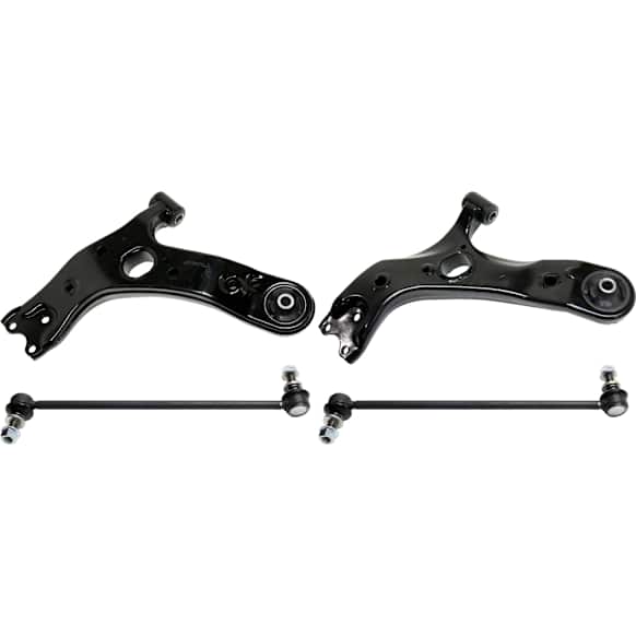 4-Piece Kit Front, Driver and Passenger Side, Lower Control Arm Kit, Includes (2) Control Arm and (2) Sway Bar Link