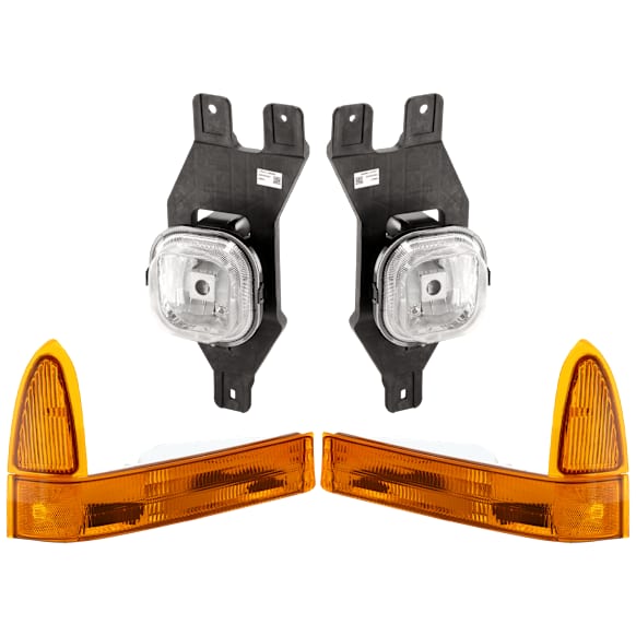 2001 Ford Excursion - 4-Piece Kit Driver and Passenger Side Halogen Corner Light, Without bulb(s), For Models Without No Boundaries Package, Includes (2) Corner Light and (2) Fog Light