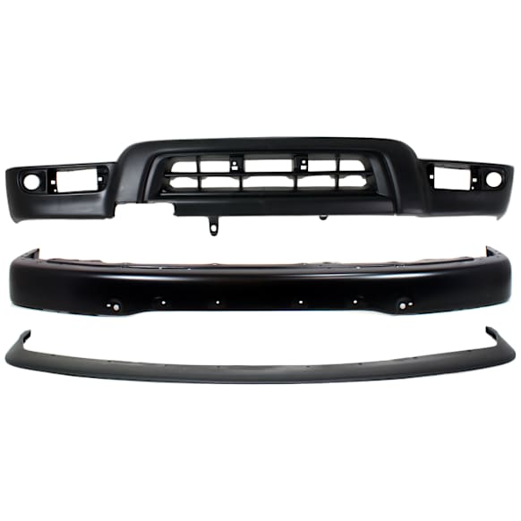 2000 Toyota 4Runner - 3-Piece Kit Front Bumper, For Models With Sport Package and Fender Flare Holes, Painted Black, Sport Utility, Includes (1) Bumper, (1) Bumper Trim, and (1) Valance