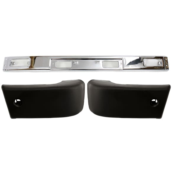 1986 Toyota Pickup DLX - 3-Piece Kit Front Bumper, Fleetside, RWD, Except 1-Ton, Chrome, Includes (1) Bumper and (2) Bumper End