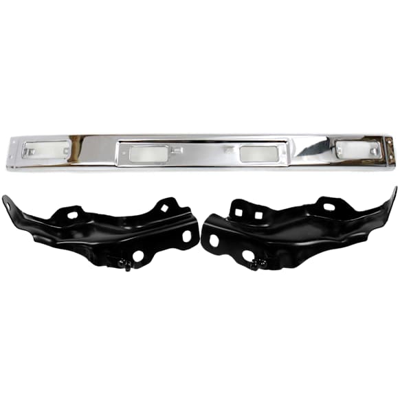 1986 Toyota Pickup SR5 - 3-Piece Kit Front, Driver and Passenger Side Bumper, Fleetside, RWD, Except 1-Ton, Chrome, Includes (1) Bumper and (2) Bumper Bracket