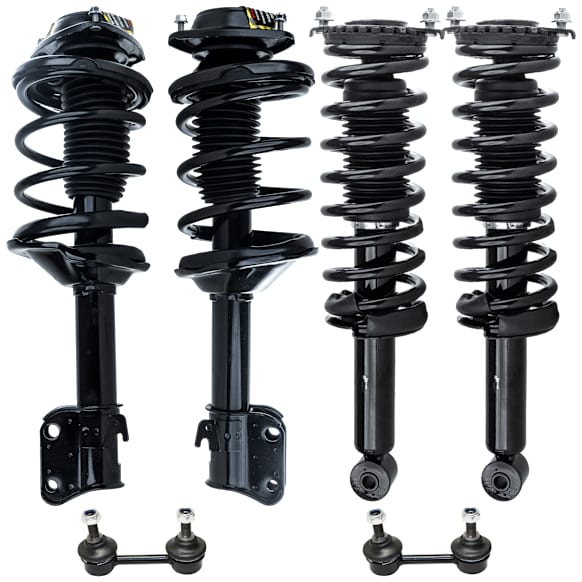 6-Piece Kit Front and Rear, Driver and Passenger Side Fully Loaded Strut, Includes (2) Sway Bar Link and (4) Shock Absorber and Strut Assembly