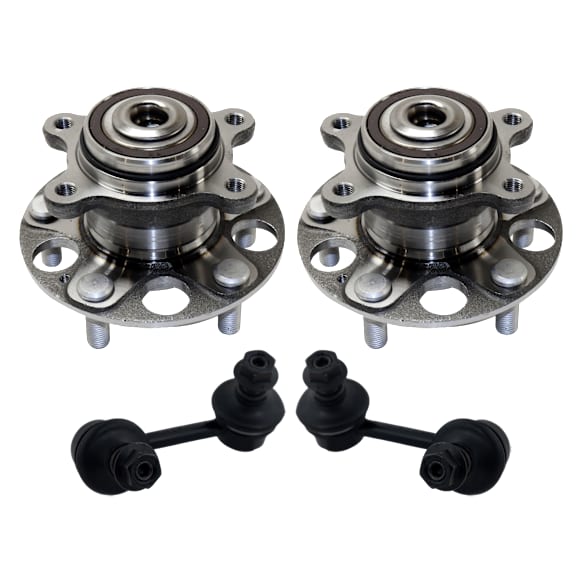 2-Wheel Set Rear, Driver and Passenger Side Wheel Hub, 5 Lugs, With Bearing, Includes (2) Sway Bar Link and (2) Wheel Hub