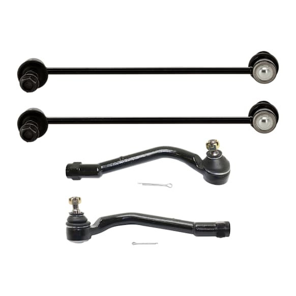 4-Piece Kit Front, Driver and Passenger Side, Outer Tie Rod End Includes (2)Sway Bar Link and (2)Tie Rod End
