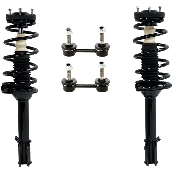 4-Piece Kit Rear, Driver and Passenger Side Fully Loaded Strut, includes (2) Loaded Strut and (2) Sway Bar Link