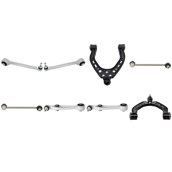 8-Piece Kit Front, Driver and Passenger Side, Upper and Lower, Frontward and Rearward Control Arm Includes (6)Control Arm and (2)Sway Bar Link