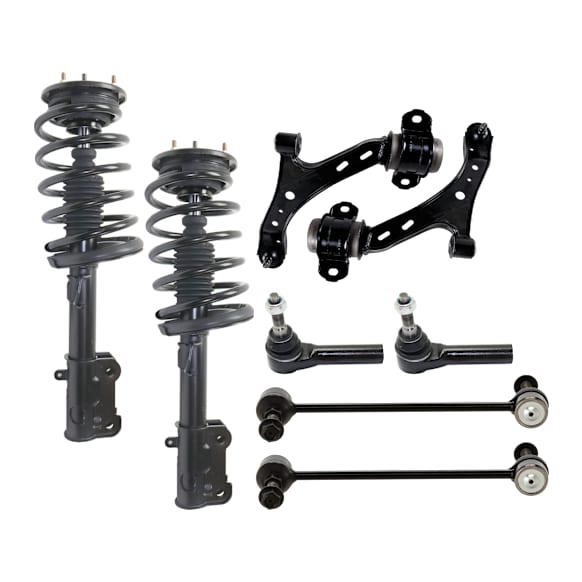 8-Piece Kit Front, Driver and Passenger Side Fully Loaded Strut, Includes (2) Control Arm, (2) Sway Bar Link, (2) Tie Rod End and (2) Shock Absorber and Strut Assembly