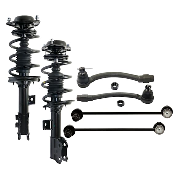 6-Piece Kit Front, Driver and Passenger Side Fully Loaded Strut, Sedan, Includes (2) Tie Rod End, (2) Sway Bar Link and (2) Shock Absorber and Strut Assembly