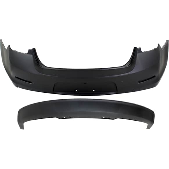 2-Piece Kit, Rear Primed Bumper Cover, For Models With Rear View Camera, Without Parking Aid Sensor, Includes (1) Bumper Cover and (1) Valance