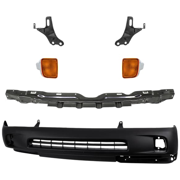 6-Piece Kit, Front Primed Bumper Cover, Includes (1) Bumper Cover, (1) Bumper Reinforcement, (2) Bumper Reinforcement Bracket, and (2) Turn Signal Light