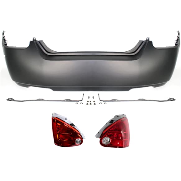 3-Piece Kit, Rear Primed Bumper Cover, Includes (1) Bumper Cover and (2) Tail Light