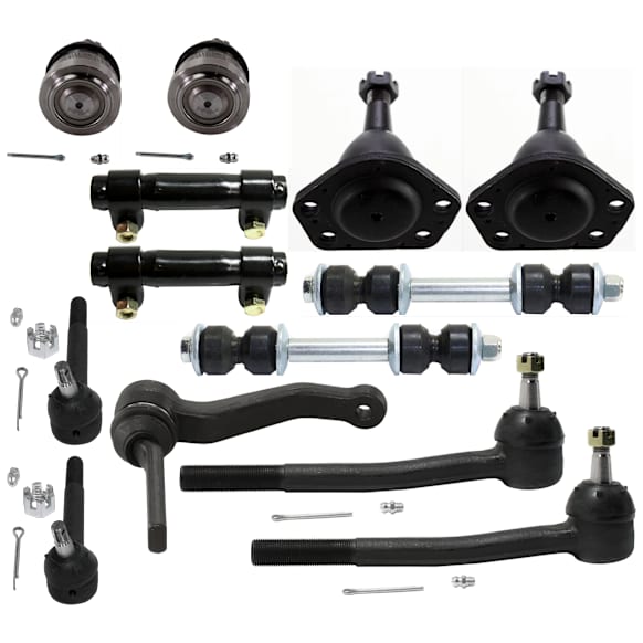 13-Piece Kit Front, Driver and Passenger Side Suspension Kit, Includes (4) Ball Joint, (1) Idler Arm, (2) Sway Bar Link, (2) Tie Rod Adjusting Sleeve, and (4) Tie Rod End
