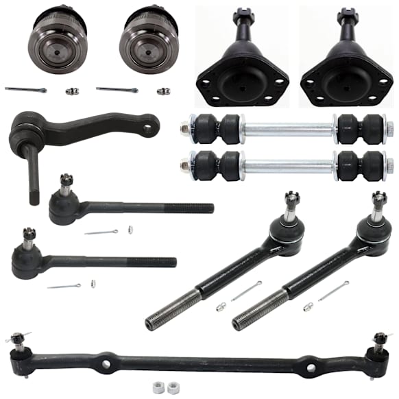 12-Piece Kit Front Suspension Kit, Includes (4) Ball Joint, (1) Center Link, (1) Idler Arm, (2) Sway Bar Link, and (4) Tie Rod End