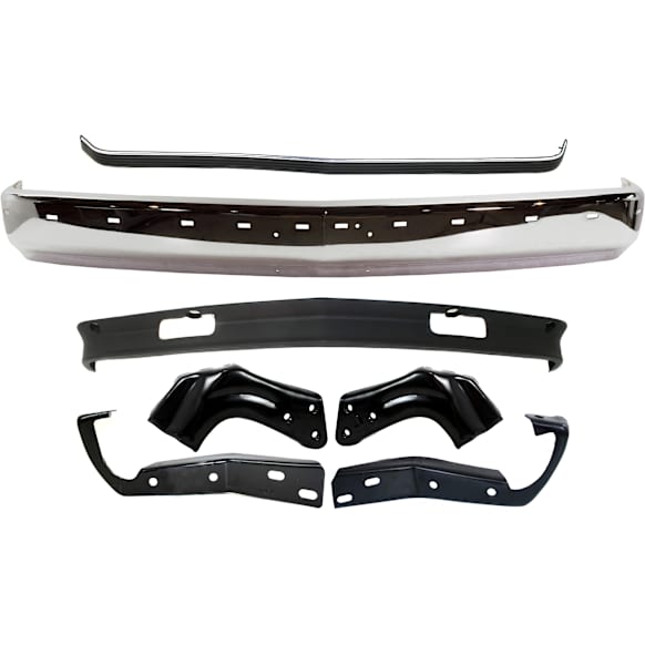 1997 GMC C1500 - 7-Piece Kit Front Bumper, For Models With Tow Hook Holes, Without Bumper Guards, Chrome, Includes (1) Bumper, (4) Bumper Bracket, (1) Bumper Trim, and (1) Valance