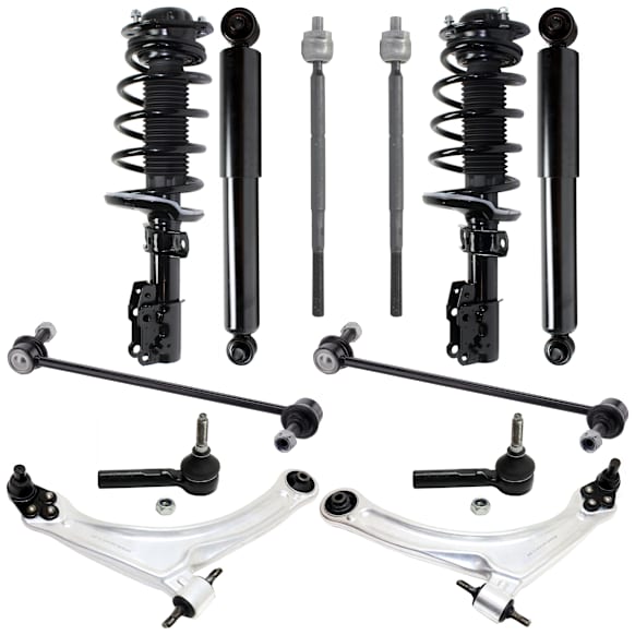12-Piece Kit Front and Rear Suspension Kit, Includes (2) Control Arm, (2) Loaded Strut, (2) Shock, (2) Sway Bar Link, and (4) Tie Rod End