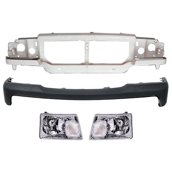 4-Piece Kit Header Panel, Includes (1) Bumper Cover, (2) Headlight and (1) Header Panel