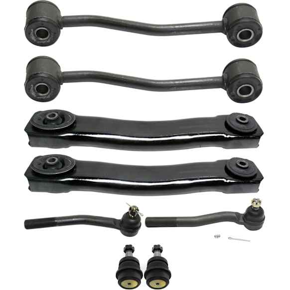 8-Piece Kit Front, Driver and Passenger Side, Lower Control Arm Kit, Includes (2) Ball Joint, (2) Control Arm, (2) Sway Bar Link, and (2) Tie Rod End
