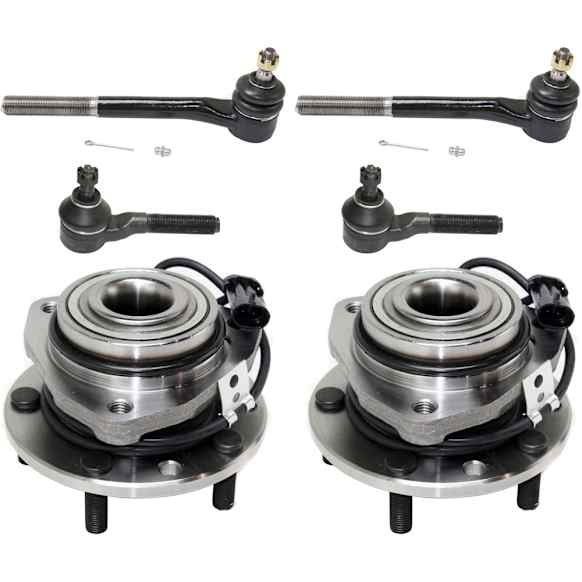2-Wheel Set Front Wheel Hub, 5 Lugs, With Bearing, With Sensor, Includes (4) Tie Rod End and (2) Wheel Hub