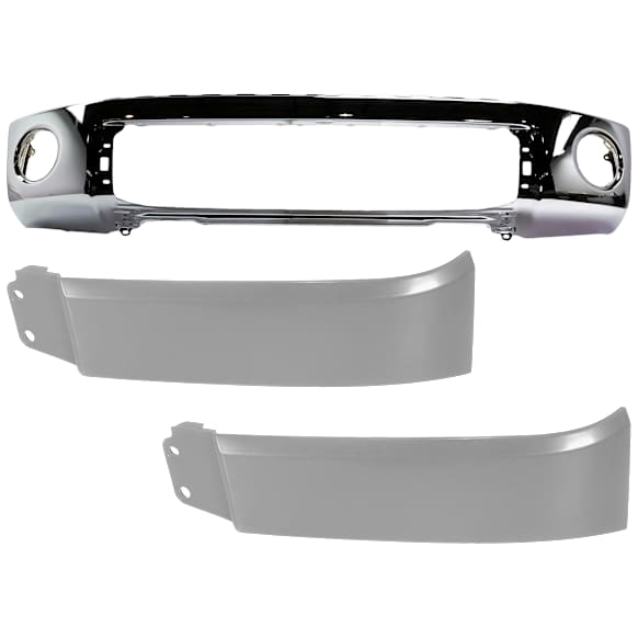 3-Piece Kit, Front Bumper, Chrome, Includes (1) Bumper and (2) Headlight Filler