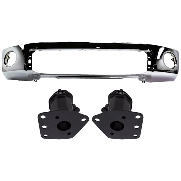3-Piece Kit, Front Bumper, Chrome, Includes (1) Bumper and (2) Bumper Bracket