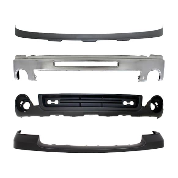 4-Piece Kit, Front Bumper, Chrome, Includes (1) Bumper, (1) Bumper Cover, and (2) Valance