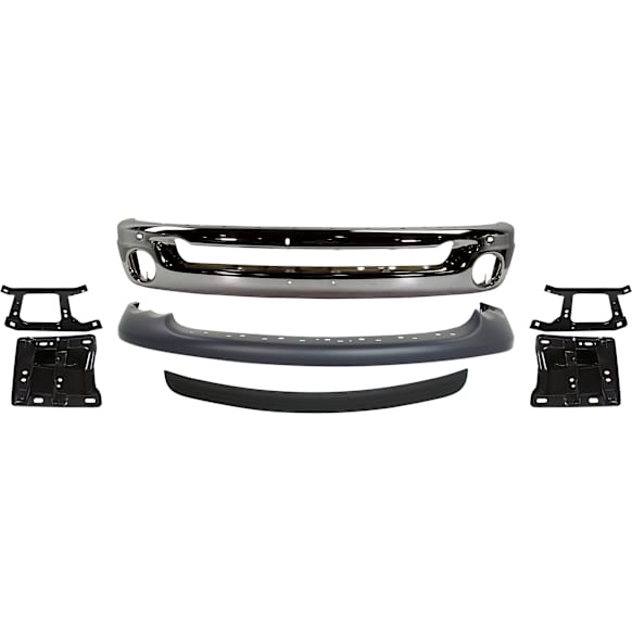 2004 Dodge Ram 1500 - 7-Piece Kit Front Bumper, Chrome, Includes (1) Bumper, (4) Bumper Bracket, (1) Bumper Trim, and (1) Valance