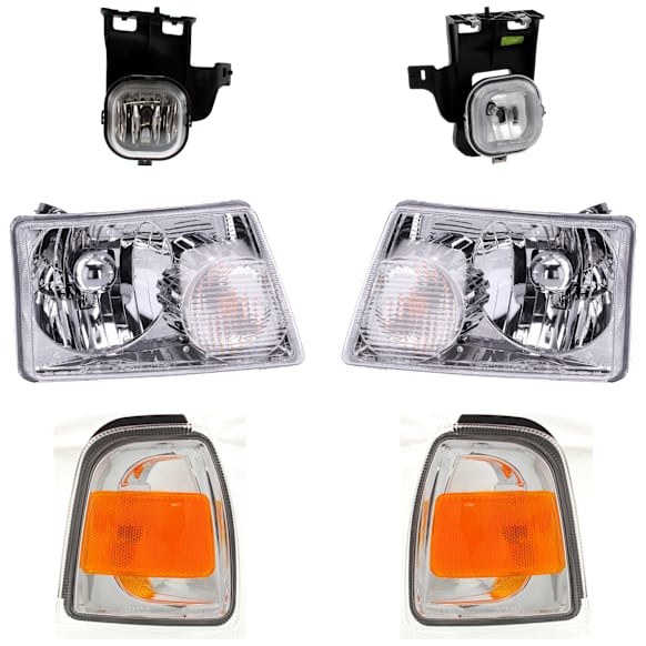 6-Piece Kit Halogen Headlight, Includes (2) Corner Light, (2) Fog Light, and (2) Headlight