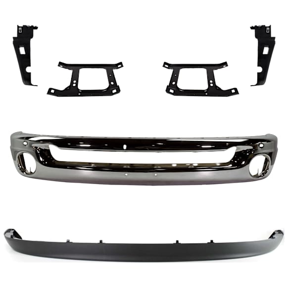 6-Piece Kit Front Bumper, Chrome, Includes (1) Bumper, (4) Bumper Bracket, and (1) Valance