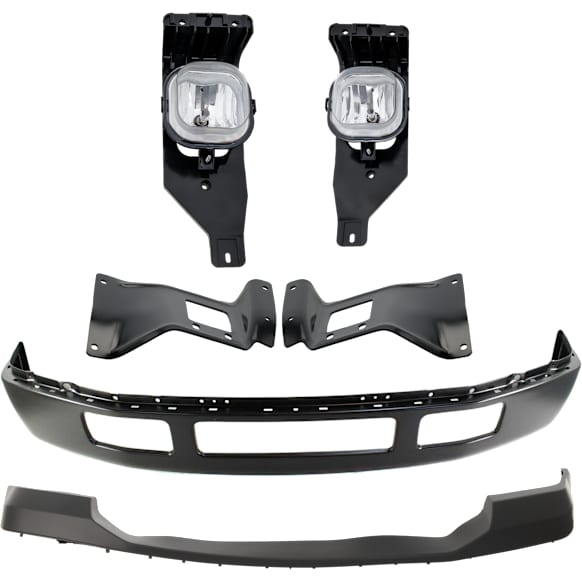 5-Piece Kit Front Bumper Painted Black, Includes (1) Bumper, (1) Bumper Cover, (1) Fog Light and (2) Bumper Bracket