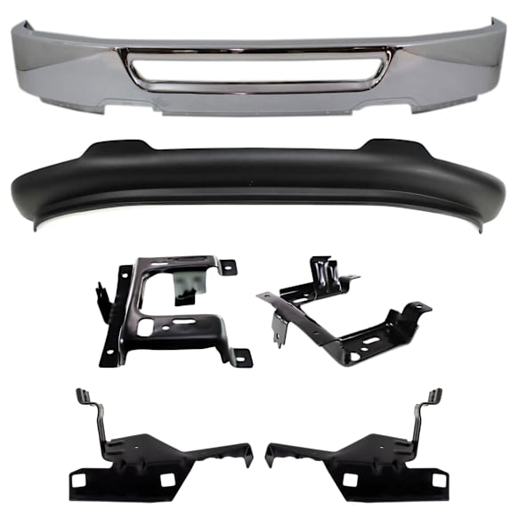 6-Piece Kit, Front Bumper, Chrome, Includes (1) Bumper, (4) Bumper Bracket, and (1) Valance