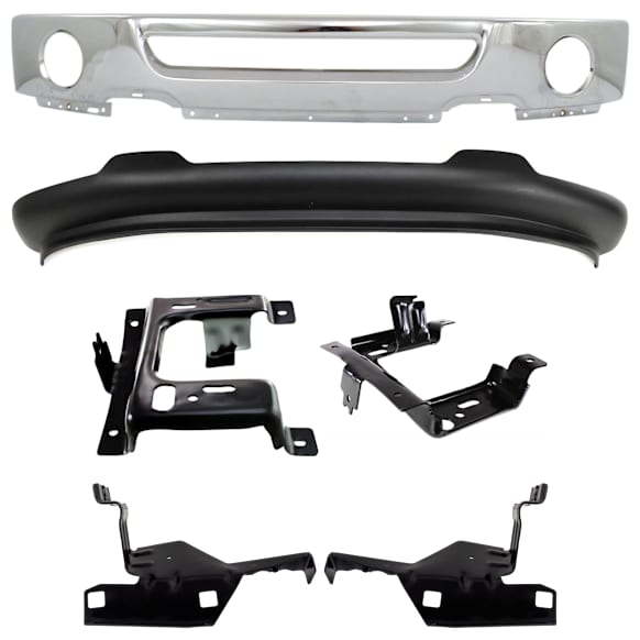 6-Piece Kit, Front Bumper, Chrome, Includes (1) Bumper, (4) Bumper Bracket, and (1) Valance
