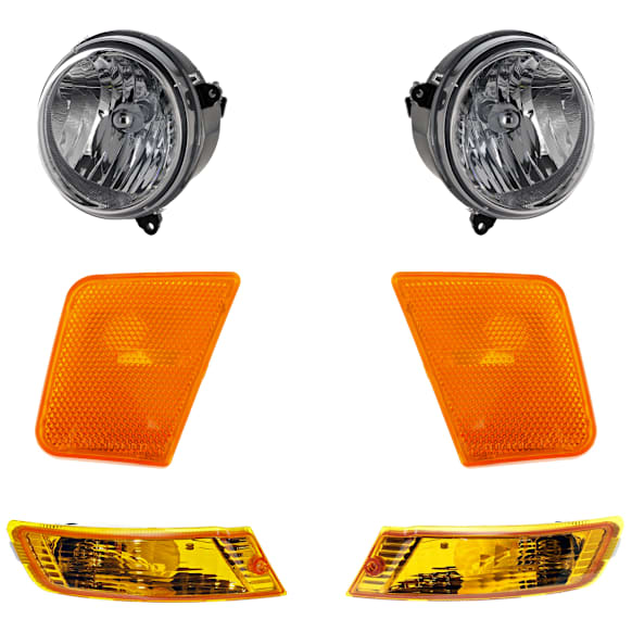 6-Piece Kit Halogen Headlight, Includes (2) Headlight, (2) Side Marker, and (2) Turn Signal Light