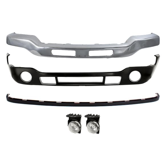 5-Piece Kit Front Bumper, Chrome, Includes (1) Bumper, (1) Bumper Cover, (2) Fog Light, and (1) Valance