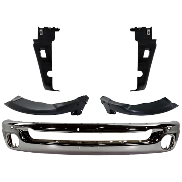 2004 Dodge Ram 1500 - 5-Piece Kit Front Bumper, Chrome, Includes (1) Bumper and (4) Bumper Bracket