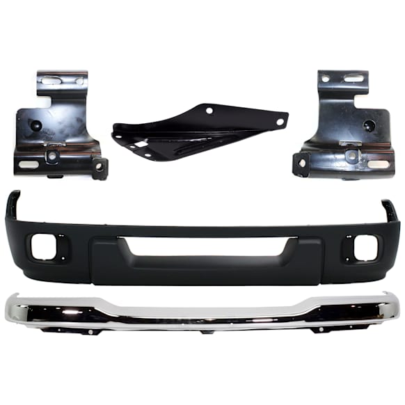 5-Piece Kit, Front Bumper, Chrome, Includes (1) Bumper, (3) Bumper Bracket, and (1) Valance
