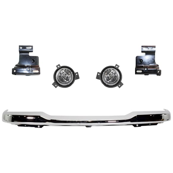 2001 Ford Ranger - 5-Piece Kit Front Bumper, 4WD, Chrome, Includes (1) Bumper, (2) Bumper Bracket, and (2) Fog Light